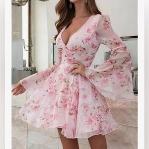 Double Crazy Floral Pink Dress